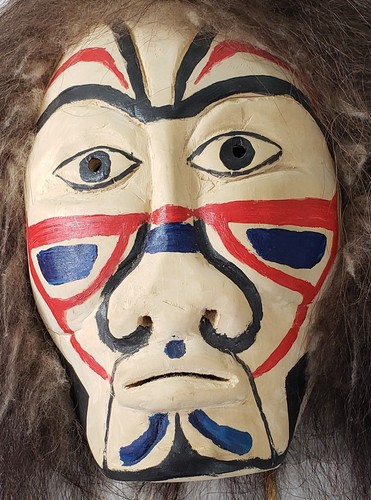 Haida? Heiltsuk Bella Bella? Vintage Pacific Northwest Coast Wood Mask w Hair - Picture 3 of 22