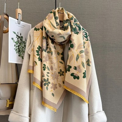 Women Thick Warm Winter Scarf Cashmere Feel Shawl Wrap Poncho Blanket