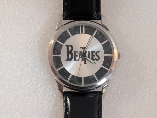 Vintage 1997 BEATLES Fossil Black Leather Limited Edition Analog Wrist Watch - Bild 3 von 9