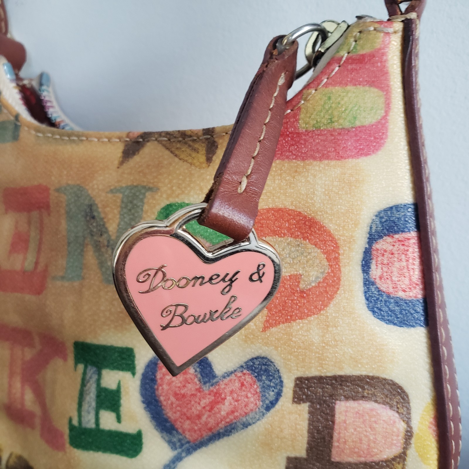 Vtg  Dooney  Bourke Multicolor Signature Coated Canvas Graffiti Bitsy Bag Purse