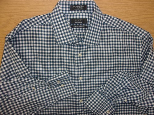 Saks Fifth Avenue Black Egyptian Non-Iron Cotton Slim Fit Dress Shirt 16.5-34/35