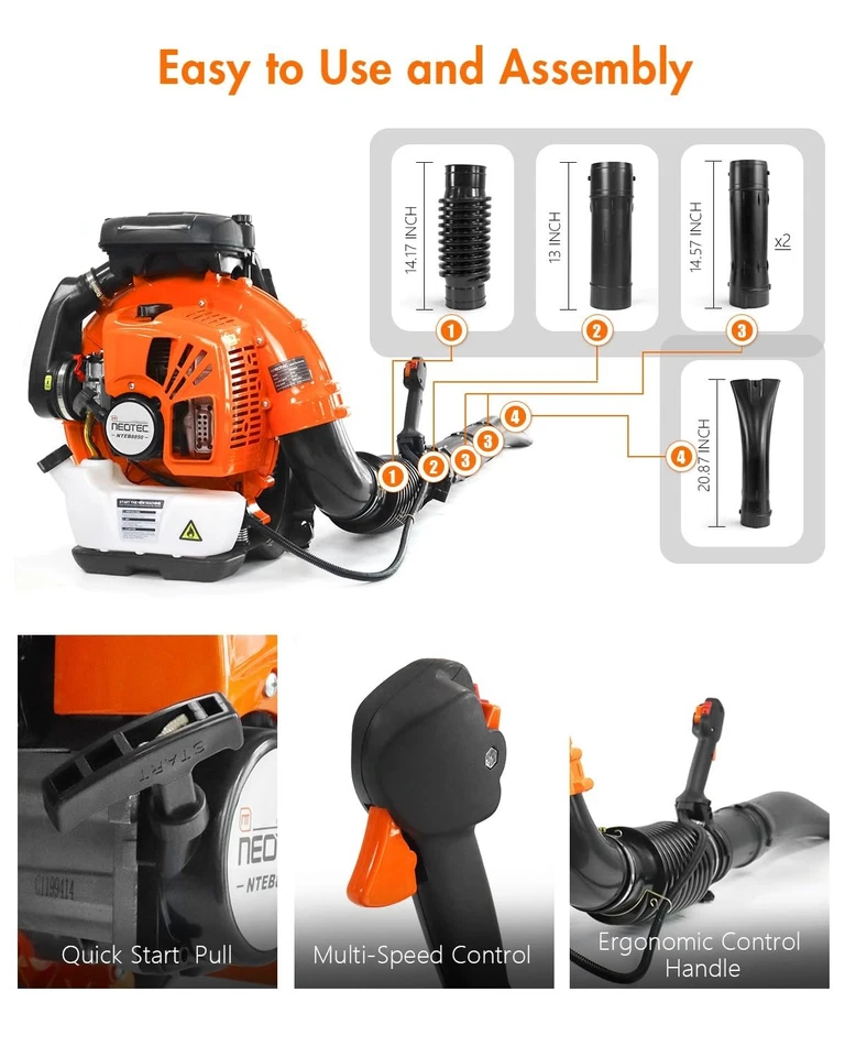 Commercial Leaf Blower Snow Blower Backpack 75.6 CC 2-Stroke Gas Powered Engine - Image 4 of 4