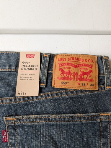 Levis 559 Jeans Mens 38x34 Blue Denim Relaxed Straight NWT NEW - Picture 14 of 15
