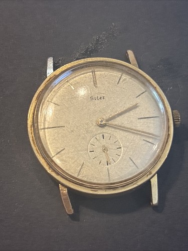 RAR!! Vintage Suter Watchhead Running ATM Gold Tone White Dial As Is Condition