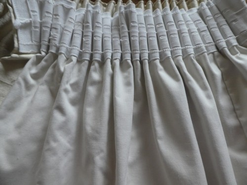 Pair of cream slub silk curtains, blackout lining, 206cms long, minor defects - Picture 3 of 16