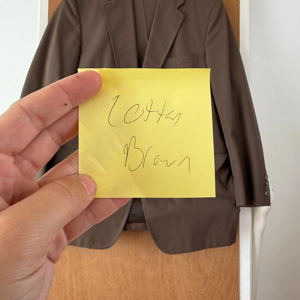 Traje de algodón vintage para hombre 42R marrón 2 botones carrete tapón y tapón pantalones 38x28 Foto 2 de 4