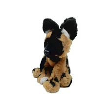 Wildlife Artists Wild Dog Plush Toy Black Brown Stuffed Animal 10”