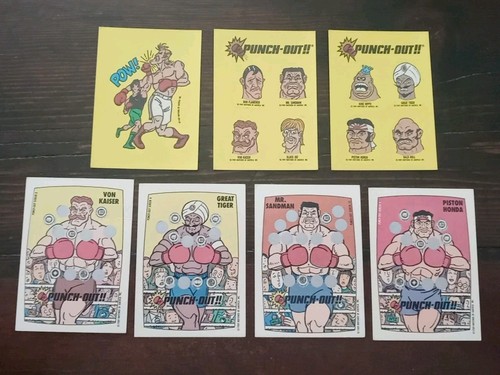 1989 Topps Nintendo PUNCH-OUT !! 7 Rubbelkarten und 3 Sticker