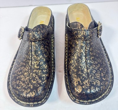 Alegria Myrtle Boheme Leather Clogs Womens 38 (US 8- 8.5) Bronze Black NIB