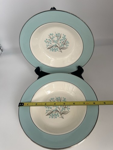 Menge 6 Vintage 1950er Sevron blaue Spitze 8 1/4" Rand Suppenschüsseln 1F - Bild 2 von 3