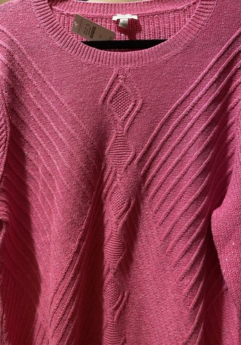 Talbots Pink Crew Neck Pink Sweater Top Long Sleeve Shirt XL - Picture 3 of 13