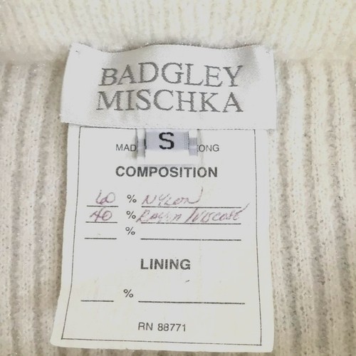 De Colección Badgley Mischka Blanco Tejido Cárdigan Falda Conjunto S Brillante Lurex Salón Fiesta - Imagen 13 de 14