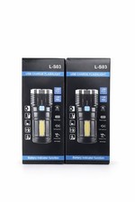 Pack of 2 USB Rechargeable LED Flashlight L-S03 Super Bright COB IP65 4 Modes