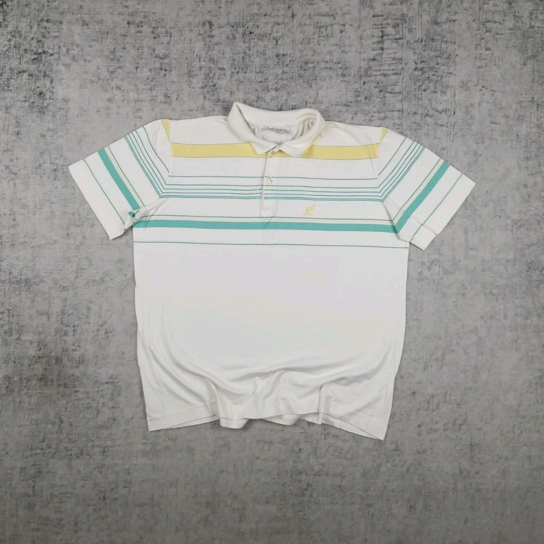 Australian by Alpina Polo Uomo Bianca Righe Verde/Giallo Cotone Piqué - 50