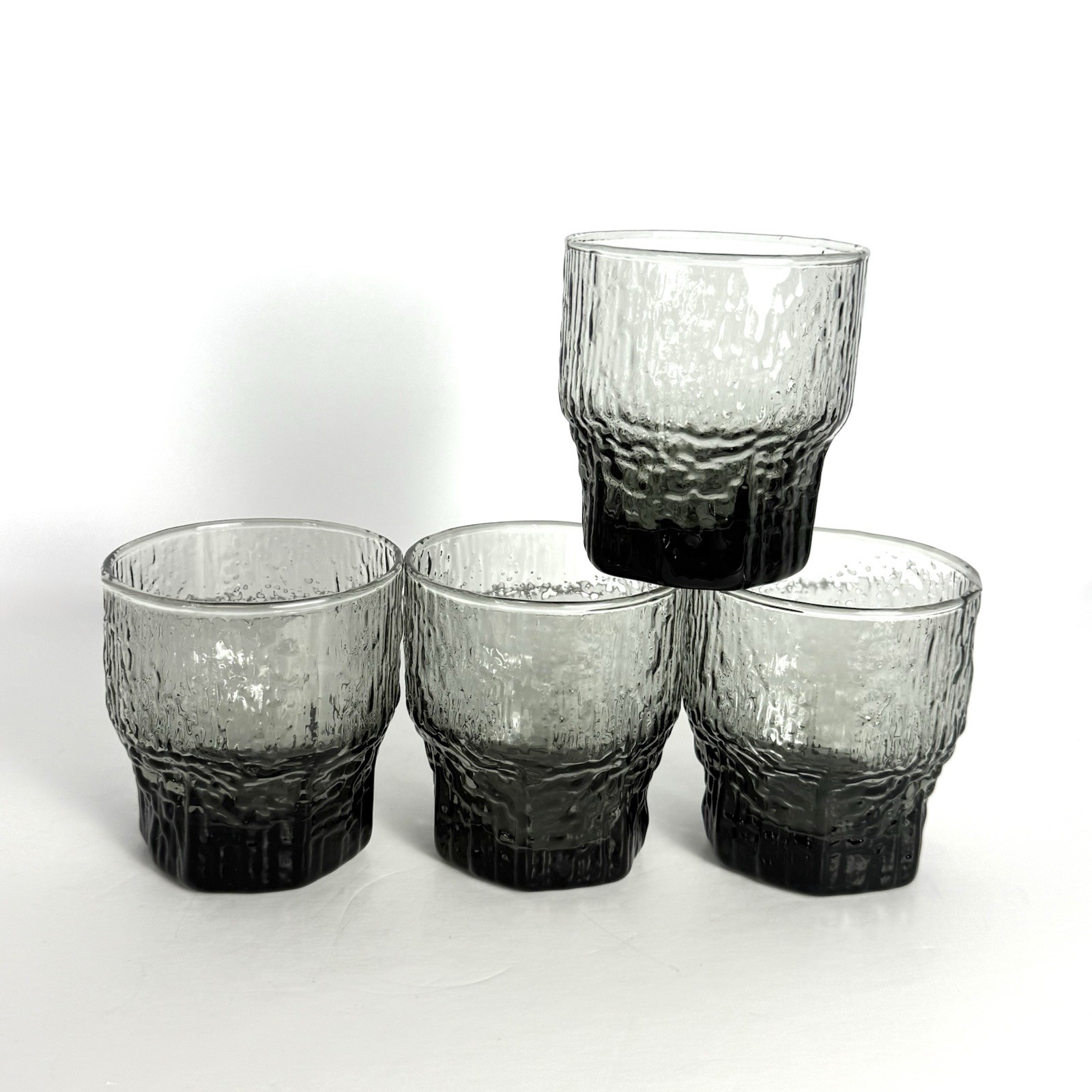 Vintage Aslak Gray Glasses MCM by Tapio Wirkkala Iittala, Finnish, Set Of 4
