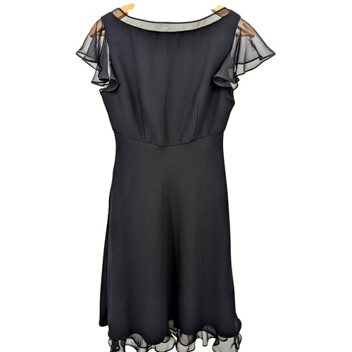 Scarlett Black Chiffon Flutter Sleeve Dress Size 6 Cocktail Party Formal Evening - Picture 2 of 3