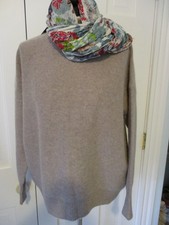 Magaschoni Cashmere Funnel Neck Sweater Pebbled Heather M NWT