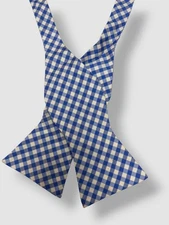 Tommy Hilfiger Men's Blue Plaid To Tie Bow Tie