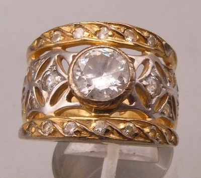 Ring Sterlingsilber 925 vergoldet modernes aufregendes Design mit Zirkonia - Bild 1 von 4