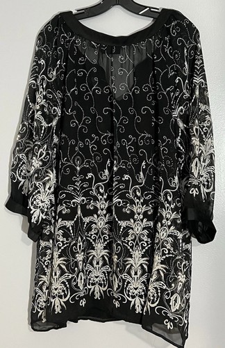Avenue Career Casual Black & White Sheer 2 Pcs Blouse Sz 26/28 On Sale WOW LOOK! - Picture 14 of 18