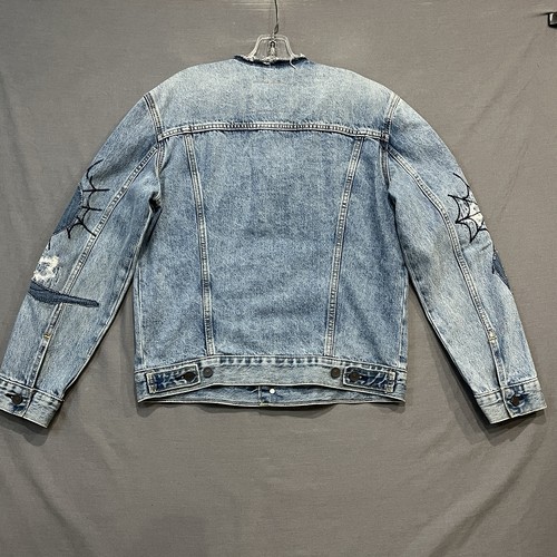 Levi’s Premium Denim Trucker Jacke Herren Small Blau Schlange Spinnennetz Stickerei - Bild 5 von 12