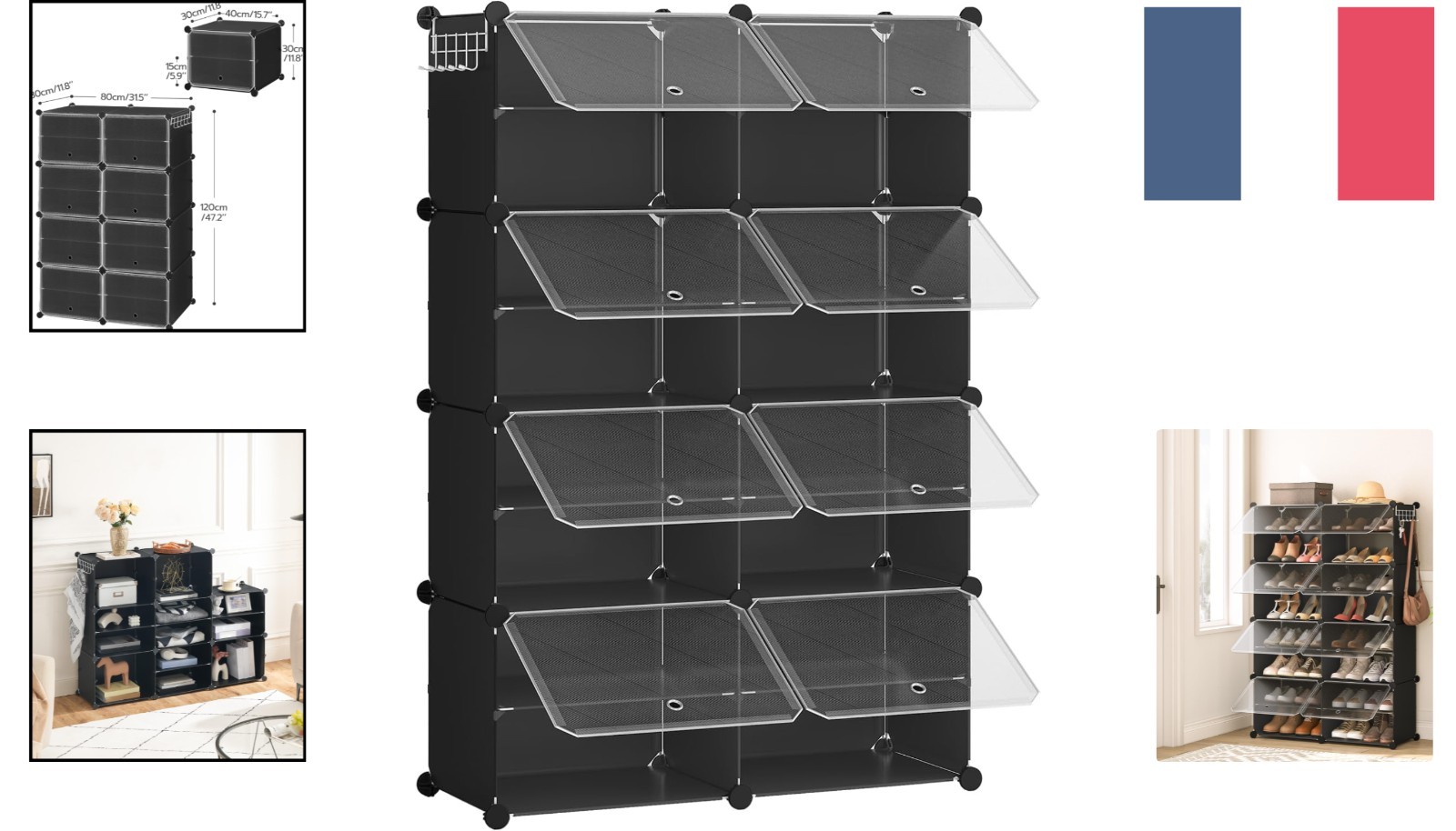 Étagère à chaussures 8 cubes modulables en plastique imperméable - 2