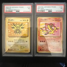 PSA 7 Moltres & Zapdos ANA Promo 1999 Japanese Pokemon Card Set Vintage Old Back