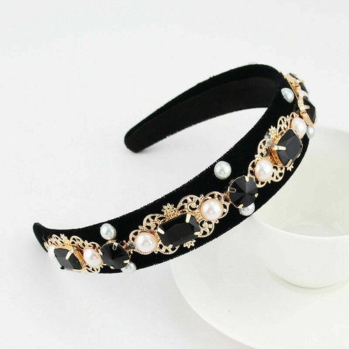 Hairband Hair Band Pearl Headband Baroque FashionWomen Wide Crystal new - Picture 31 of 35