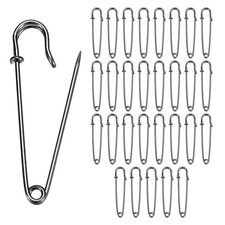 30-Pack Large Safety Pins, 2.2" Blanket Pins for Fashion/Clothes/Craft [Black]