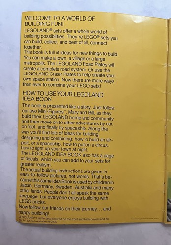 Vintage 1980 LEGO 6000 Legoland Idea Book Castle House Space with No Stickers - Picture 3 of 4