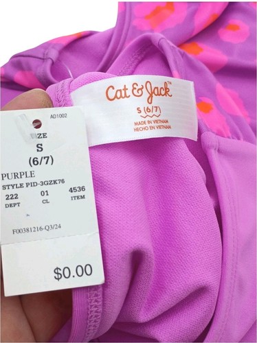 Cat & Jack Girl 2 PCs Bikini Swimsuit Sz S 6/7 Leopard Spots Purple Pink UPF 50+ - Picture 8 of 10