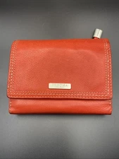 Women's Sonoma Small Tri Fold Wallet- Red  Leather Classy 5.5”