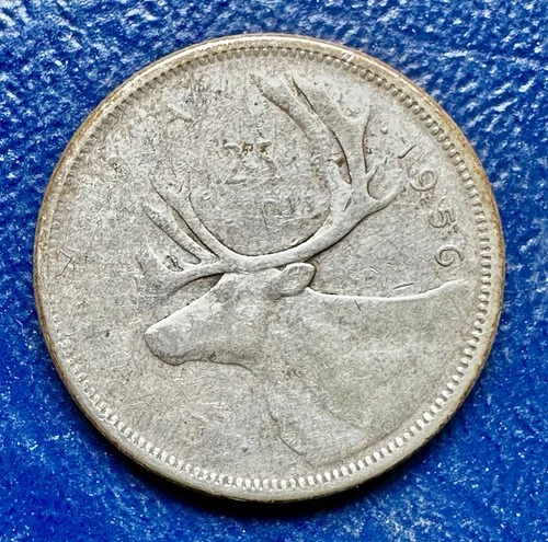 1956 Canadian quarter. 80% Silver. Charity Auction. Below Melt Value.