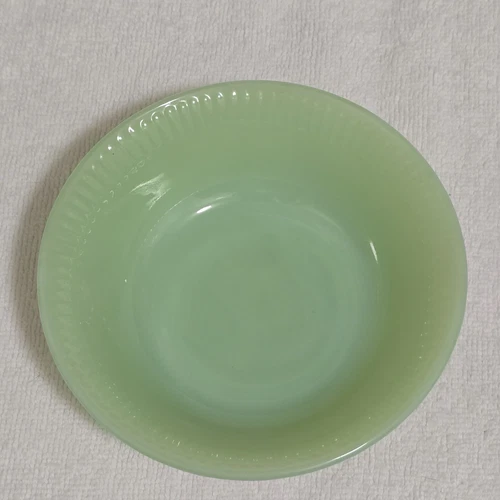 Vintage Fire King Jadeite Jane Ray Green Ribbed Fruit Dessert Bowl 4 3/4”