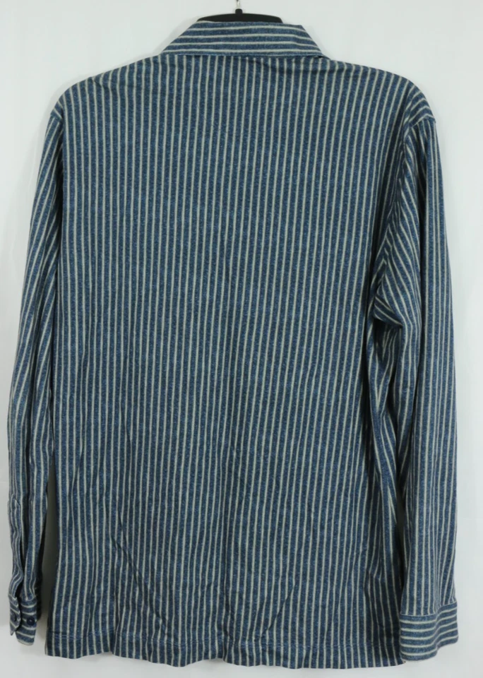 Camiseta Left Coast Pima Algodón Forma Ajuste Botón Frontal Camisa Para Hombre XL Azul Rayas Foto 3 de 4