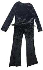 Art Class Girls Velour Long Sleeve Top & Flare Black Pants Set Size Large 10/12