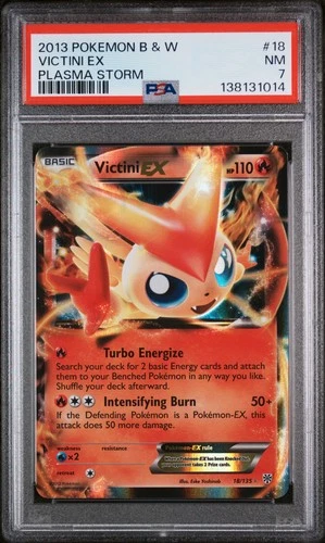 2013 POKEMON B&W PLASMA STORM #18 VICTINI EX PSA 7