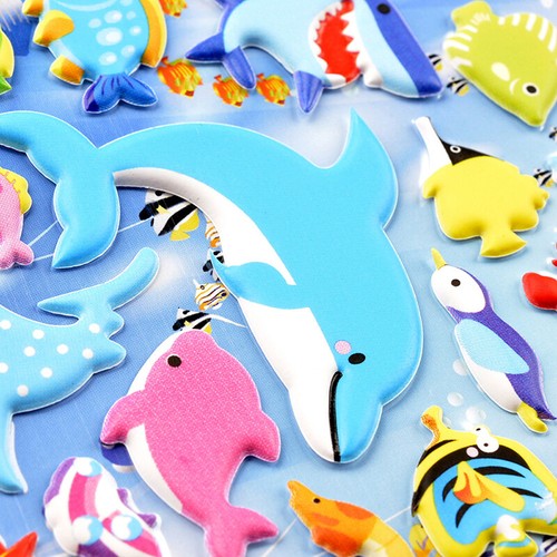 Shark Dolphin Fish Stereo Bubble Sticker Diary Sticker Decor Stationery Stickers - Picture 1 of 10