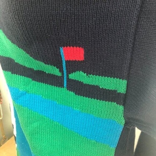 Vintage John Ashford Golf Big Image Golfing Knit Sweater Mens Large Blue Green - Picture 10 of 12