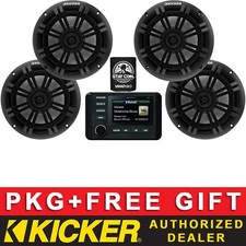KICKER KMC4 DIGITAL MEDIA RECEIVER MARINE AUDIO PACKAGE 6.5 SPEAKERS 2 PAIRS