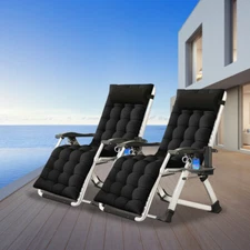 Begonia.K 2Pcs Adjustable Zero Gravity Folding Reclining Lounge Chair & Tray