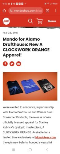 Camiseta A Stanley Kubrick Production Logo Naranja Mecánico - Azul Pequeño Mondo - Imagen 2 de 7