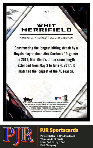 2018 Topps Fire #101 Whit Merrifield Kansas City Royals - Picture 2 of 2