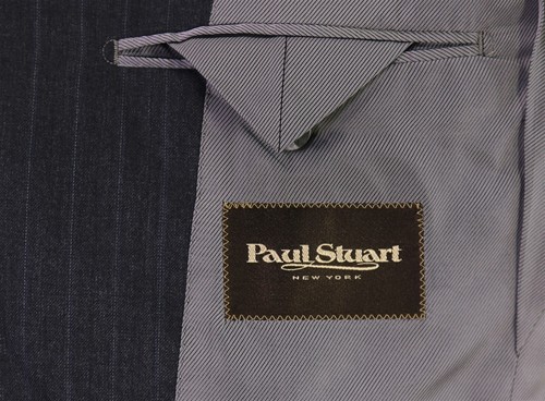 Paul Stuart Japan Charcoal Gray w/ Blue Stripes Wool Suit + 2 Pairs of Pants 36R - 第 8/10 張圖片