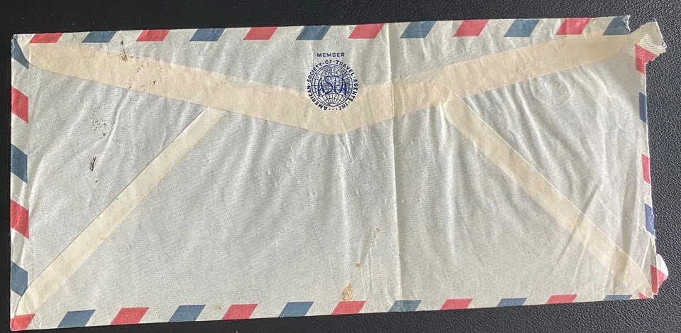 Bangkok Tailandia 1962 correo aéreo cubierta comercial a Santa Mónica CA EE. UU. Foto 2 de 2