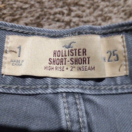 Hollister High Rise Denim Short Shorts-Size 1/25-Gray Wash-Distressed-Button Fly - Picture 6 of 8