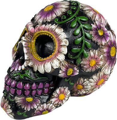 Urbalabs Day of The Dead DOD Gothic Floral Rose Flower Sugar Skull Decor Statue