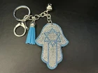 Hamsa Hand Star Magen David Crystal Chain Key ring Handbag Charm Tassel Blue