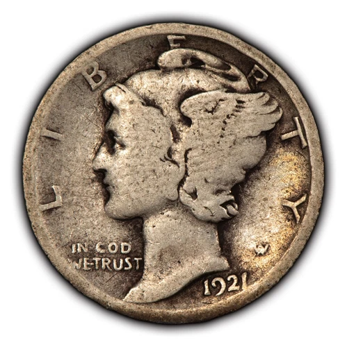 1921 10c Silver Mercury Dime - VG Key Date - SKU-Y4964