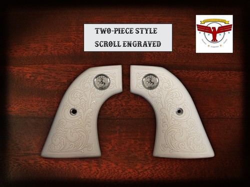 UBERTI SAA GRIPS Cattleman, Evil Roy, El Patron, Pistoleer ~ 2P WHITE SCROLL QR - Bild 3 von 5